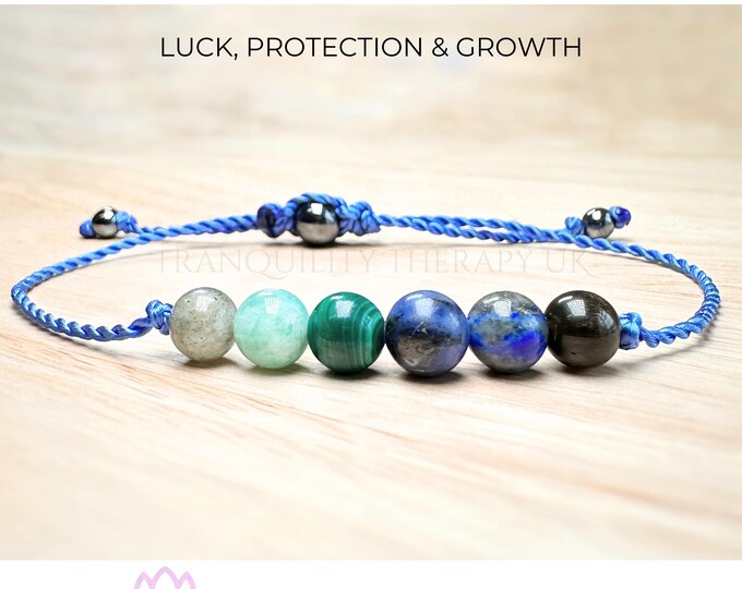 Luck, Protection & Growth Energy Bracelet. Good Fortune, Spiritual Crystal Gifts, Crystal Energy Bracelets, Holistic Crystal Yoga gifts,