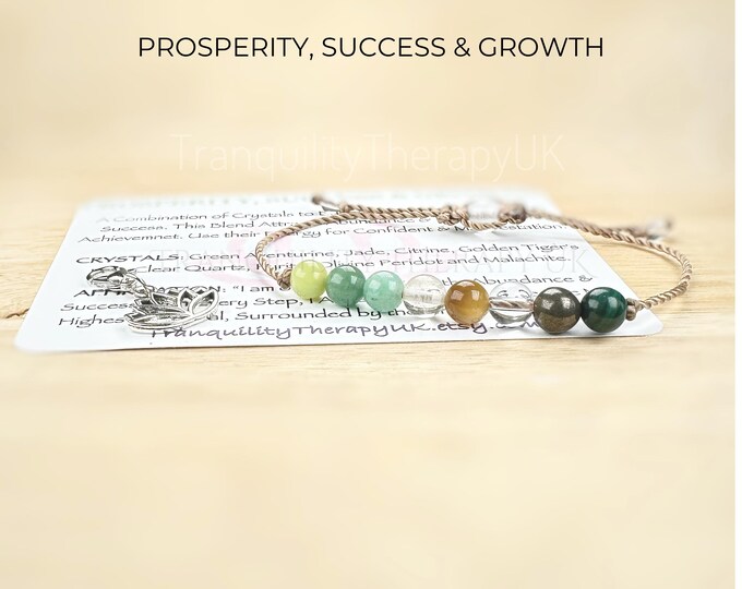 Prosperity, Success & Growth Bracelet. Attract Good Luck Prosperity Abundance. Luck Gifts. Lucky Bracelet, Gifts for Her, Crystal Gift Sets