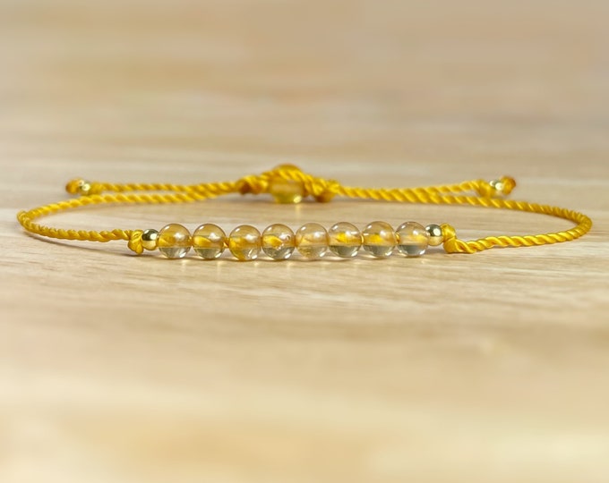 Citrine Bracelet. November Birthday Gifts. Dainty Skinny Bracelet. Prosperity. Abundance. Success. Solar Plexus Chakra Bracelet. Minimalist