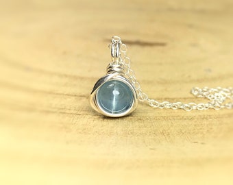 Aquamarine Necklace & Aquamarine Stud Earrings Set. March Birthstone. AAA Grade.Incl Gift Box, Crystal Info Card, Ribbon Wrap. Birthday Gift