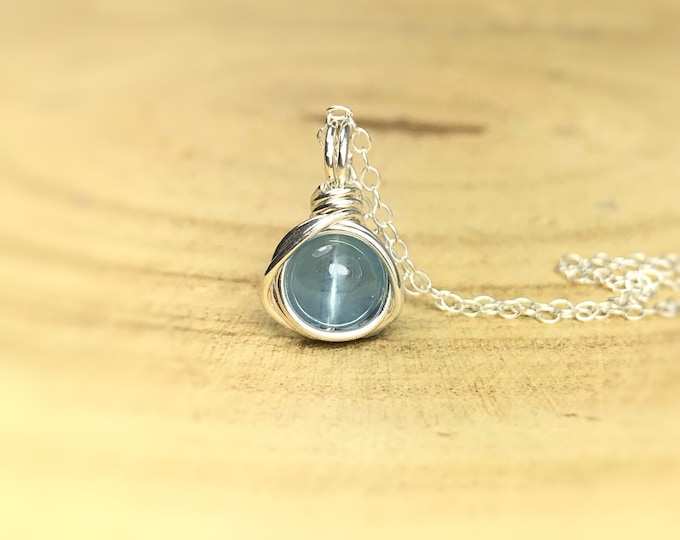 Aquamarine Sterling Silver Necklace & Stud Earrings Set - March Birthstone