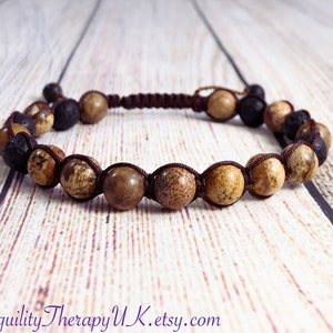 Picture Jasper Lava Stone Bracelet: Men&#39;s Meditation Mala