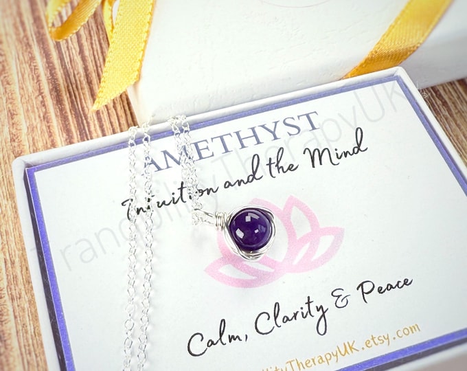 Amethyst Necklace & Stud Earrings Set: Sterling Silver, Gold Filled, Rose Gold