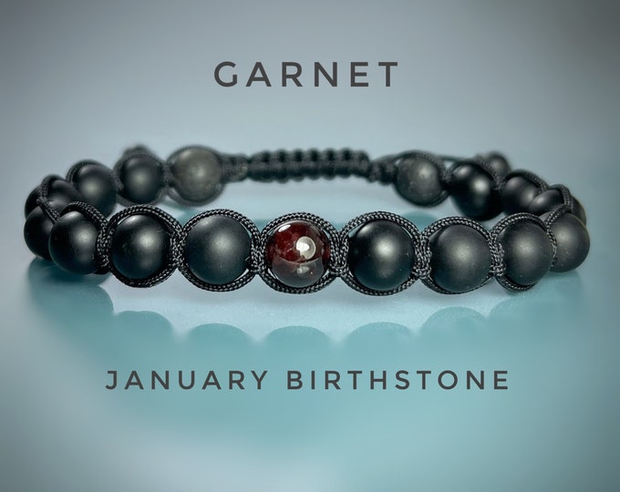 Mens Garnet Bracelet or a Choice Gemstones Available. Mens Birthstone Bracelet. Mens Yoga Bracelet. Mens Mala. Incl Gift Wrap. Mens Gifts.