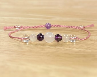 Selenite Amethyst Crystal Bracelet: Crown & Soul Star Chakra Jewelry