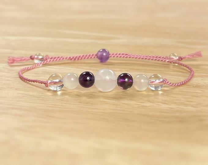 Crown & Soul Star Chakra. Selenite, Moonstone, Amethyst and Clear Rock Quartz. High Vibrational Energy. Cleansing. Calming. Balance.