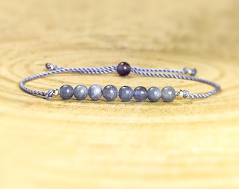 Tanzanite Gemstone Bracelet: Minimalist Cord Bracelet, December Birthstone