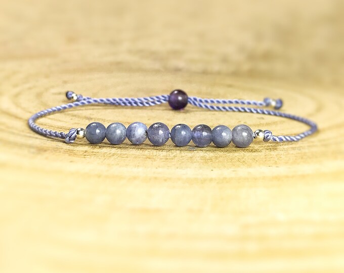 Tanzanite Bracelet. Birthday Gifts. Dainty Minimalist Skinny Bracelet. Crown Chakra Bracelet. December Birthstone. Meditation. Calming.