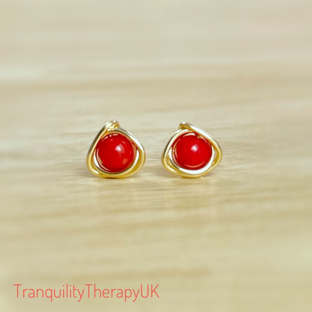 Red Coral Stud Earrings. Sterling Silver. 14K Gold rose Gold Filled. Includes Gift Box Info Gift Card. Coral Earrings. Gifts for Her Etsy