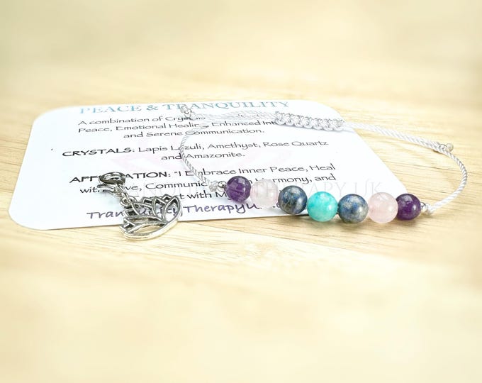 Peace and Tranquility Bracelet. Rose Quartz, Lapis Lazuli, Amazonite, Amethyst Emotional Well-Being Self-Love Inner Peace. Gemstone Gift Set