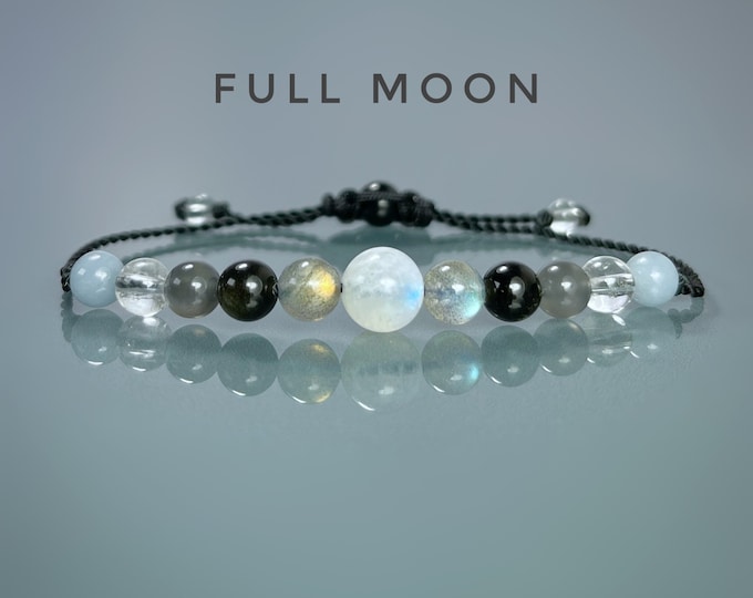 Full Moon Crystals. Full Moon Bracelet. Activate Life Force & Harvest Intentions. Spirituality. Meditation. Receiving. Energy.