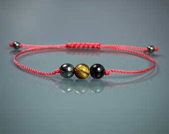 Evil Eye Protection Bracelet: Black Tourmaline, Tigers Eye, Hematite