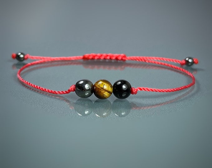 Psychic Protection Bracelet. Good Luck. Attract Positivity. Evil Eye Charm. Spirituality. Black Tourmaline. Tigers Eye. Hematite