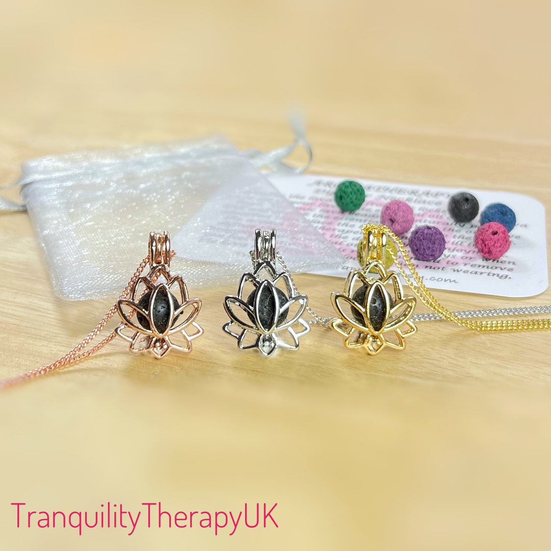 Lotus Flower Aromatherapy Diffuser Necklace. Incl Information Etsy UK