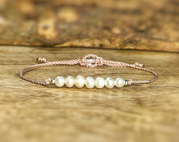 Freshwater Pearl Bracelet. June Birthstone Gift. Skinny Minimalistic. Nurturing Stone. Purity. Strength. Incl Gift Wrap, Pouch & Clip Charm