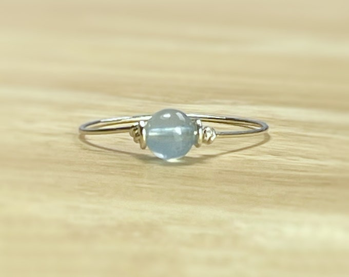Handmade Aquamarine Ring: 925 Sterling Silver, March Birthstone