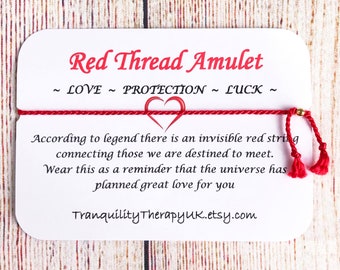 Silk Red Thread Amulet Bracelet: Sterling Silver, Gold Vermeil, Rose Gold