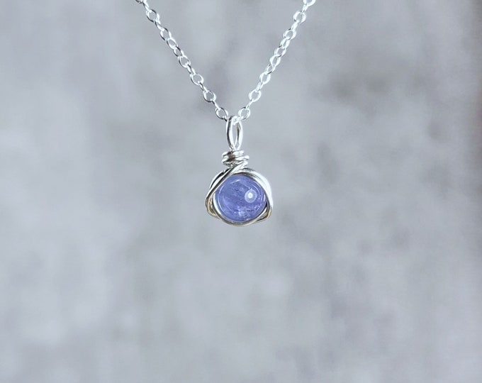 AAA Genuine Tanzanite Necklace & Tanzanite Stud Earrings Set. December Birthstone. Incl Gift Box, Crystal Info Card. Birthday Gift.