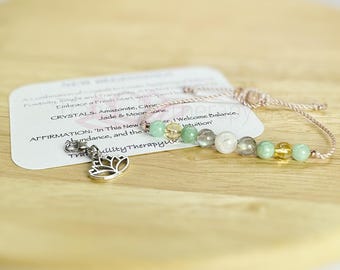 New Beginnings Crystal Bracelet: Amazonite, Citrine, Jade & Moonstone