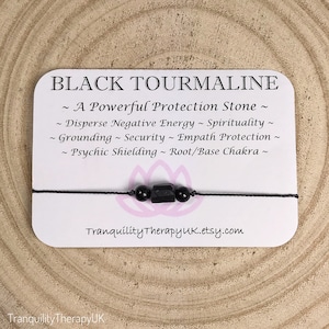 Raw Black Tourmaline Bracelet & Information Card. Psychic Attack Protection. Empath Protection. Disperse Negative Energy. Positivity.