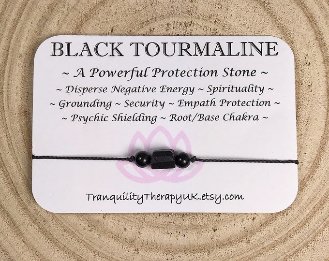 Anklet Raw Black Tourmaline Anklet & Information Card. Psychic Protection. Empath Protection. Disperse Negative Energy. Positivity.