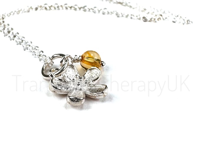 FLOWER Necklace, Birth Month, Sterling Silver Incl Card, Birthstone Gift. Jewellery, Birthstone Necklace Optional Gift Box, Botanical Gifts