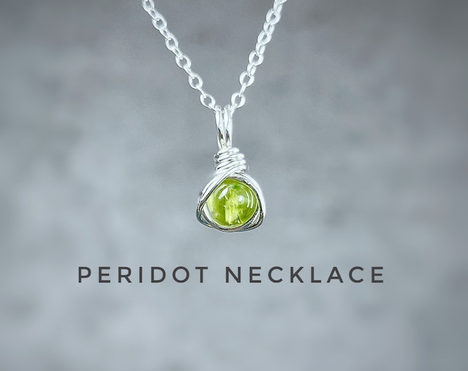 Peridot Necklace & Stud Earrings: Sterling Silver August Birthstone Jewelry