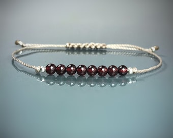 Garnet Bracelet. January Birthstone Gift. January Birthday Gifts. Dainty Skinny Bracelet. Passion. Root Chakra Bracelet. Capricorn Gift.