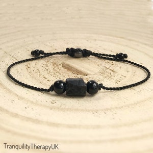 Raw Black Tourmaline Bracelet & Information Card. Psychic Attack Protection. Empath Protection. Disperse Negative Energy. Positivity.