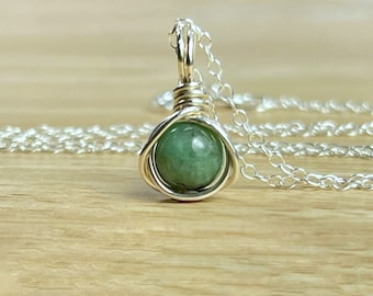 Raw Emerald Necklace: Sterling Silver May Birthstone Jewelry