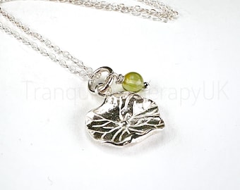Sterling Silver Leaf Necklace: Birthstone Charm, Wisdom Jewelry
