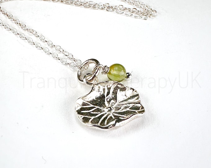Leaf Necklace, Birth Month Sterling Silver Incl Presentation Card Birthstone Gift. Wisdom Jewellery, Birthstone Necklace Optional Gift Box