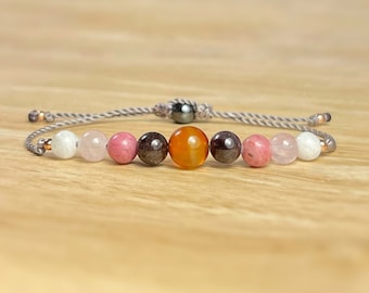 Fertility Gemstone Bracelet: Carnelian, Moonstone, Rose Quartz