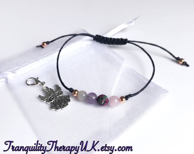 Grief, Loss, Ease Pain and Heartache. Sympathy Gift. Includes A Guardian Angel Charm, Gift Wrapping & pouch. Choice of Cords.