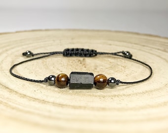 Protection Bracelet with Raw Black Tourmaline. Psychic Protection. Positivity. Evil Eye Bracelet. Good Luck. Incl Gift Wrap & Hamsa Charm.