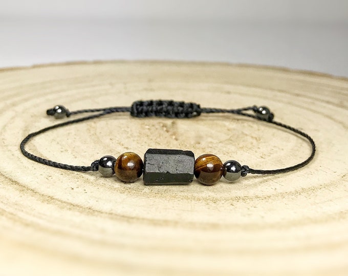 Protection Bracelet with Raw Black Tourmaline. Psychic Protection. Positivity. Evil Eye Bracelet. Good Luck. Incl Gift Wrap & Hamsa Charm.