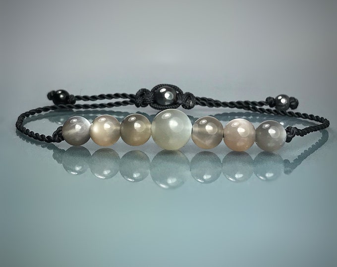 Grey Moonstone Bracelet. Spirituality. Intuition, Meditation. New Moon Stone. Mystical. Emotional Balance & Wellness. New Beginnings.