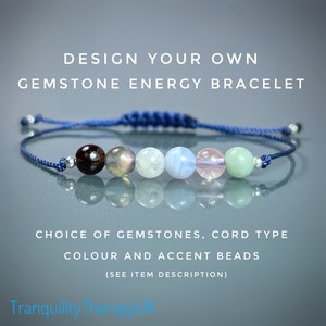 6 Gemstone BRACELET Custom Design Your Own Bracelet. Six Crystals. Customised Crystal Bracelet. Choose Your Gemstone, Cord & Accent Beads.