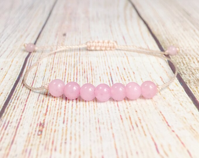 Rose Quartz Gemstone Bracelet. Unconditional Love. Heart Chakra Bracelet. Compassion. Peace. Pink Crystals. Rose Quartz Loving Energy.