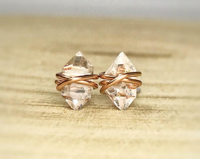 Herkimer Diamond Earrings. Herkimer Studs. Sterling Silver. 14K Gold. April Birthstone. Incl Gift Box & Crystal Card. Gifts for Her.