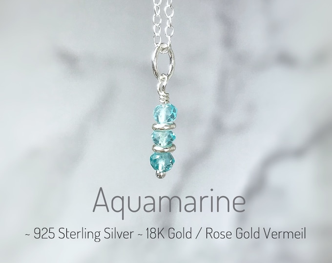 Aquamarine Necklace. Birthstone Gift. Birthday Gift. Aquamarine Pendant. Incl a Gift Box, Crystal Info Card & Ribbon Wrap. March Birthstone