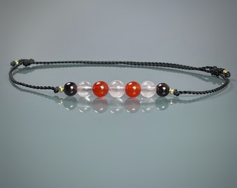Anklet Love. Commitment. Soulmate. Attraction. Protect, Enhance and Attract Love. Garnet, Carnelian & Rose Quartz. Heart Chakra.