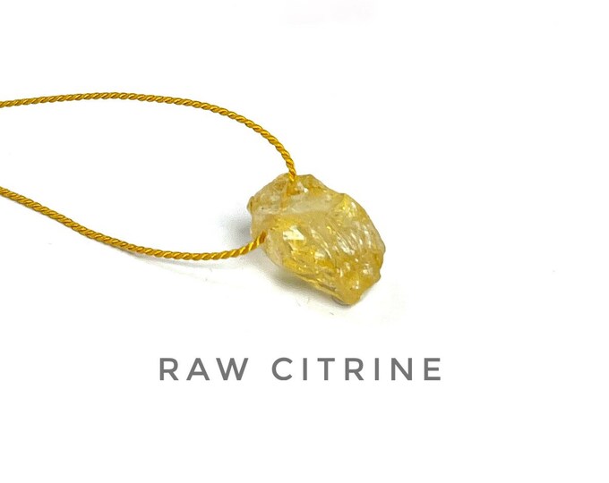 Raw Citrine Necklace. Floating Necklace. Natural Silk Necklace. November Birthstone Gifts. Includes a Gift Box, Info Card & Ribbon Wrap.