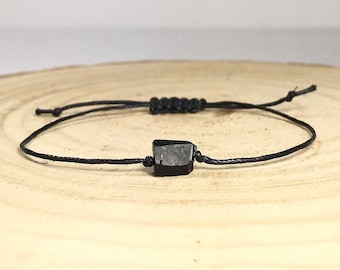 BRACELET Raw Black Tourmaline Bracelet & Information Card. Minimalistic. Empaths.  Protection. Disperse Negative Energy. Unisex Bracelets.