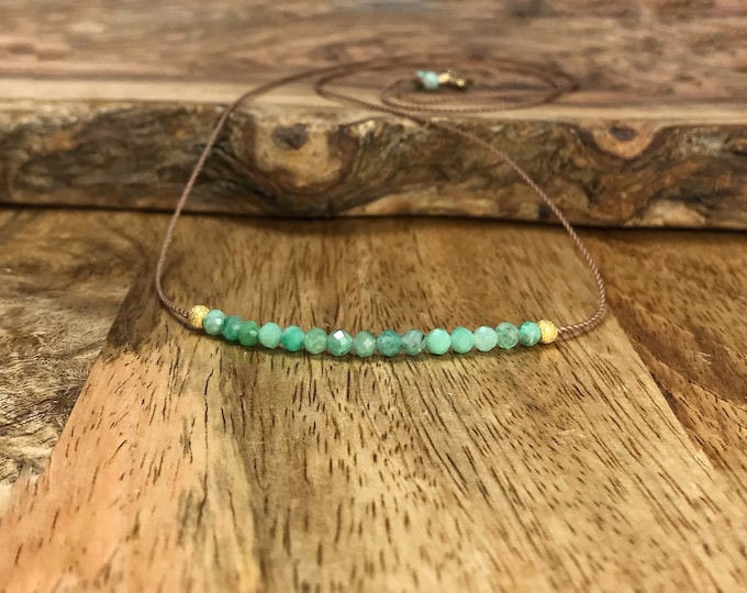 Emerald Necklace. Floating Necklace. Lightweight Natural Silk Necklace.  May Birthstone Gifts. Includes Gift Box, Info Card & Ribbon Wrap