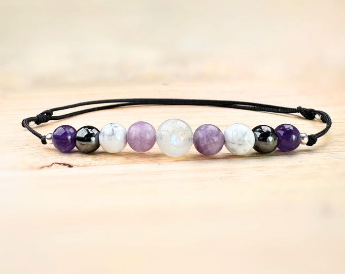 Sleep Aid, Stress, Anxiety Bracelet. Sleep Well Meditation Evening Meditation. Organic Lavender Pouch. Moon Meditation. Sunset Meditation