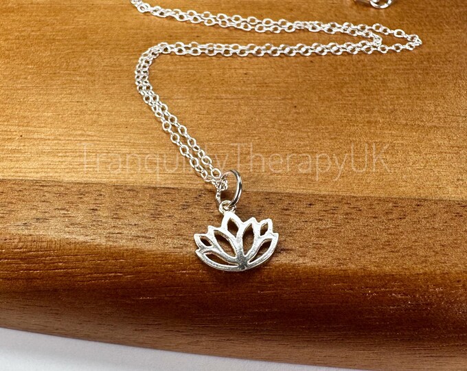 Sterling Silver Lotus Flower Necklace & Presentation Card. Birthstone Gift. Spiritual Jewellery. Yoga Necklace. Optional Gift Box Available