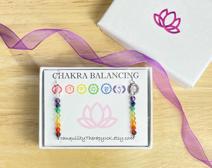Chakra Threader Earrings. Sterling Silver. Rainbow Earrings. Chakra Balance. Birthday Gifts. Chakra Jewelry. Drop Dangle Earrings.