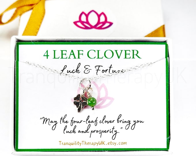 4 Leaf Clover Necklace, Birth Month, Sterling Silver Incl Card Birthstone Gift. Jewellery, Birthstone Necklace Lucky Gifts Optional Gift Box