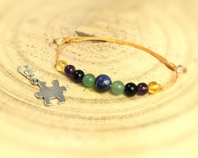 Autism Bracelet.  Awareness, Support & Communication. Mind Focus. Prosperity. Clear Mind. Calming. Peace. Positivity. Love. Confidence.